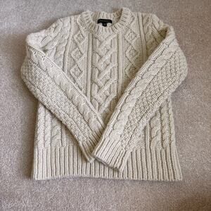 NWOT Banana Republic Cable Knit Fisherman Sweater Ivory Cream Wool Blend XXS